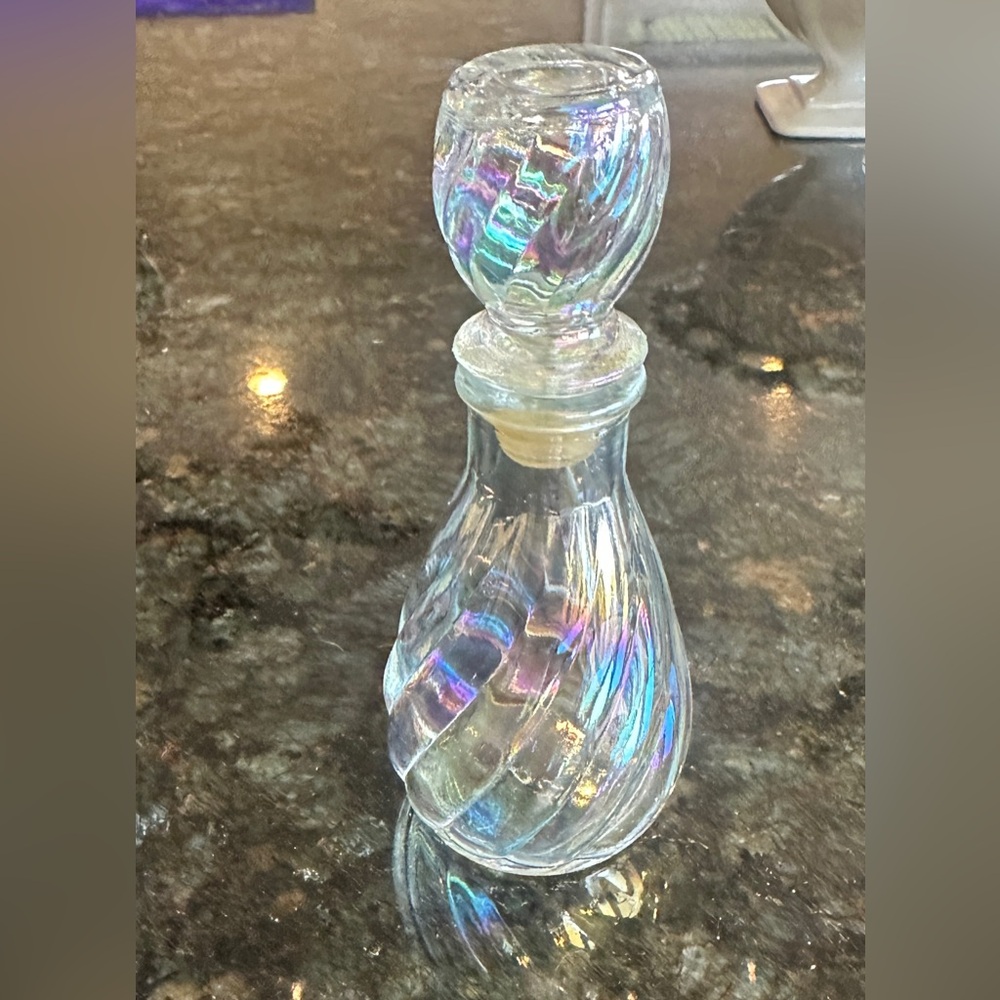 Vintage Iridescent Opalescent Rainbow Glass Perfume‎ Bottle